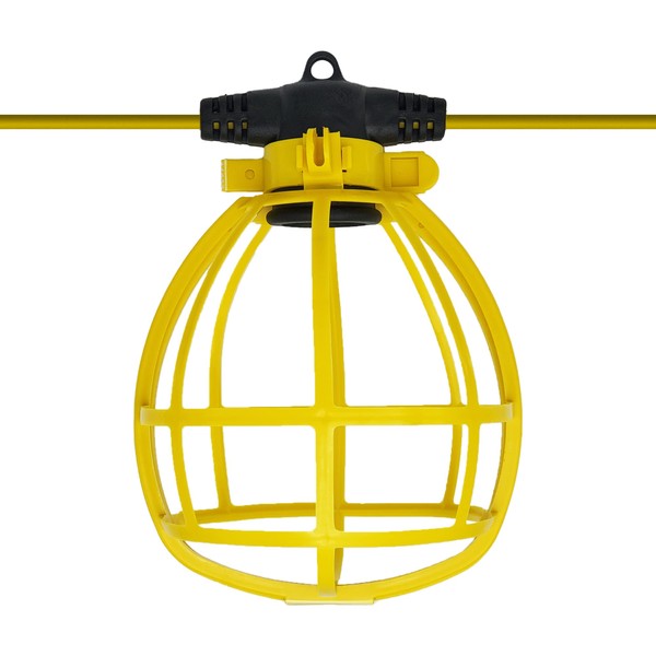 Sunlite 04227 100-Foot Commercial-Grade Cage Light String, 10 Medium Base Sockets (E26), 150 Watt Max Per Bulb (Bulbs Not Included), Indoor, Outdoor, Construction Lighting, ETL Listed