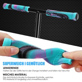 145 mm Scooter BMX Handlebar Grips Soft Non-Slip Flangeless Longneck Grips for Pro Stunt Scooter Bars BMX Bikes Bars (A Rainbow)