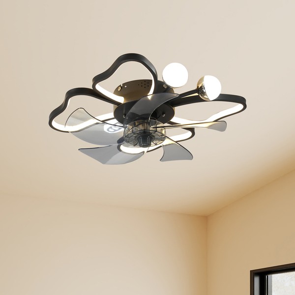 Arlgsite 20'' Ceiling LED Flush Mount Kit 6 Speeds Black
