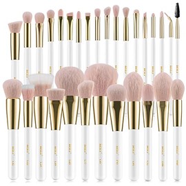 BEILI Brochas de Maquillaje 30 Piezas Brochas de Maquillaje Profesional Set de Brochas para Maquillaje Premium color rosa, vegano, sintético Brochas para Facial
