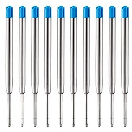 MengRan 3.9'' Ballpoint Ink Pen Refills,1mm Medium Tip,Compatible with Parker Pen Refill,Pack of 10 (Blue Ink)