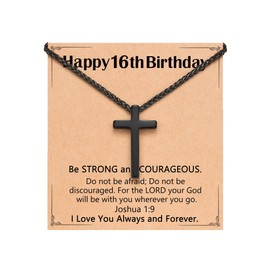 PINKDODO 16 Year Old Boy Birthday Gift Ideas Cross Necklace for Boys 16th Birthday Decorations