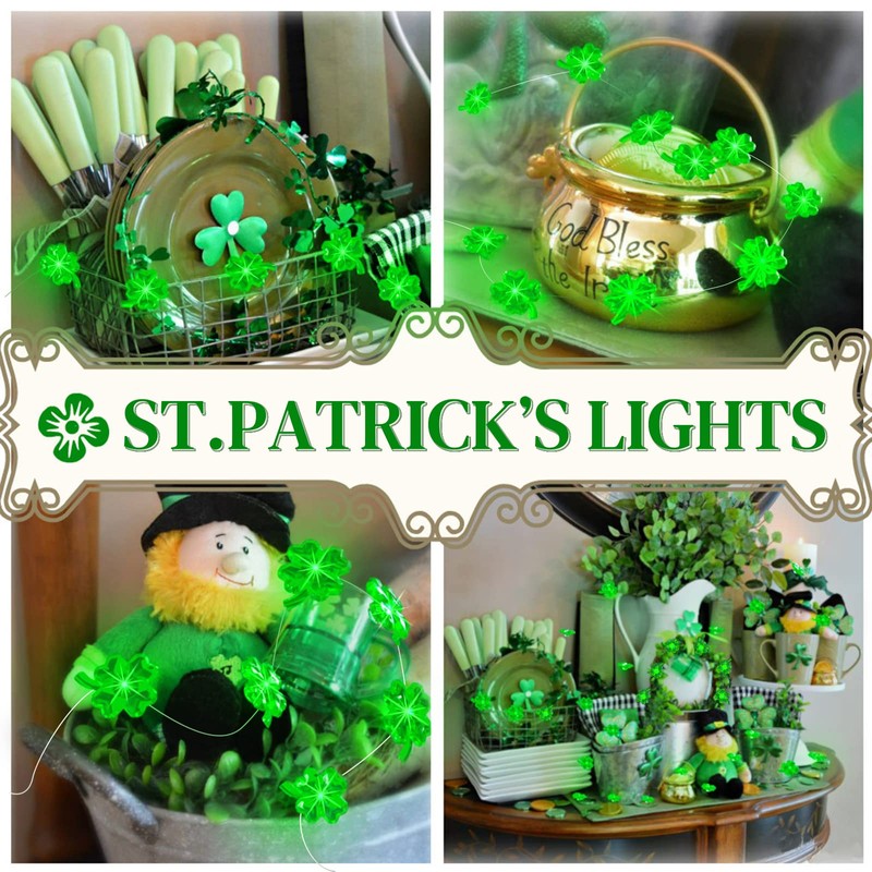 NewKoor St Patricks Day Decorations Lights - 2 Pack Battery