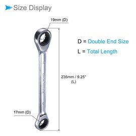 CoCud Double Box End Reversible Ratchet Wrench Metric 17mm x 19mm Box End Size 72 Teeth Cr-V Ratchet Spanner - (Application: For Repair)