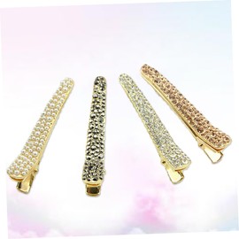 LALAFINA 4pcs Rhinestone Hair Clip Rhinestone Barrettes Women's Hair Clips Hair Claw Clips for Women Clips for Hair Pearl Hair Clip Billed Hair Clips for Women, Random Style