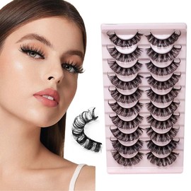 KYLOS Falsche Wimpern Weiche Dramatische Faux Mink Wimpern Flauschige Falsche 3D Wimpern Fluffy False Cat Eye Lashes, Faux Cils, 9-16Mm, D Curl