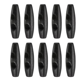 HARFINGTON 10pcs Wooden Toggle Buttons 40mm / 1.6" Wood Olive Sewing Buttons 2-Hole Wood Horn Oval Buttons Sewing Accessories for Coat Sweaters Clothing DIY Craft, Black