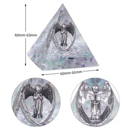 mookaitedecor Natural Rainbow Fluorite Guardian Angel Crystal Pyramid, Love Peace Good Luck Angel Ornament for Home Healing Crystal Pyramid Wiccan Witchcraft Gift Spiritual Room Decor, 6cm/2.36 Inch