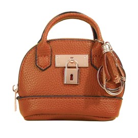 Sanxiner Keychain Coin Purse for Women,Cute Change Purse with Keyring Unique Purse Charms Small Coin Pouch Mini Purses Keychain Wallet with Tassels (Brown)