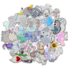 Pack of 50 Elephant Stickers Car Laptop Phone Guitar Skateboard Motorcycle Bicycle Kawaii Animal Stickers Set Vinyl Waterproof Aesthetic Stickers for Teenagers Children Adults