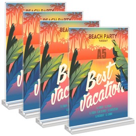 Gebrazy Table Stand, A5.4 Pieces, A5 Acrylic Table Stand with Solid Base, Acrylic Table Stand with Removable Base, A5 Display Stand, Flyer Stand for Restaurants, Cafés, Photos (14.8 x 21 cm)