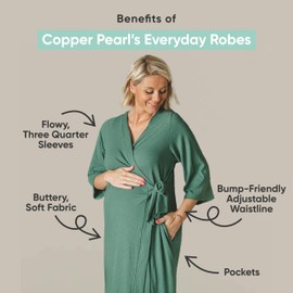 Copper Pearl Everyday Robes for Women: Soft, Lightweight Bathrobe for Women, Maternity and Postpartum Robe - Buttery, Knee-Length, Cute, Adjustable Bathrobe - Dakota - X-Large