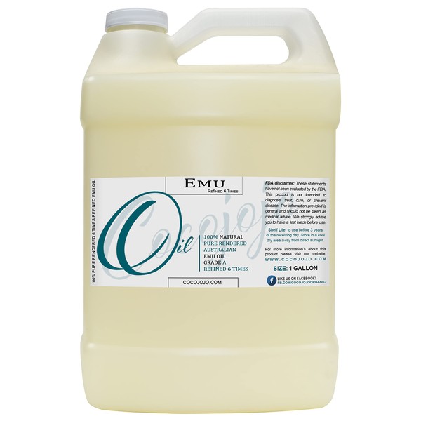 Dr Joe Lab Emu Oil 128 oz 100% Pure Natural 6 Times Refined 1 Gallon - Therapeutic Grade A for Hair Skin Body