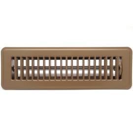 4" X 14" Floor Register with Louvered Design - Fixed Blades Return Supply Air Grill - with Damper & Lever - Brown