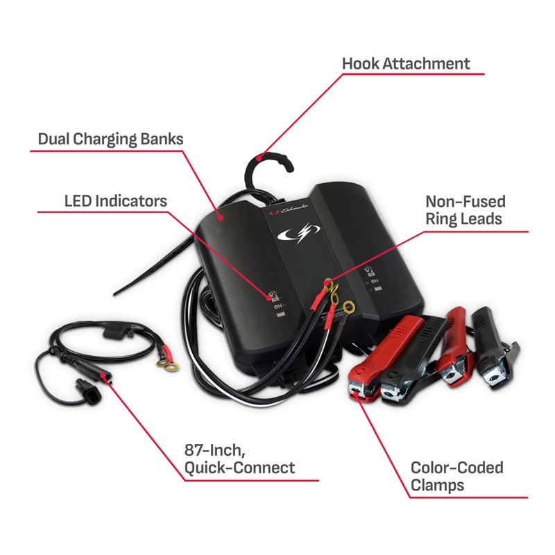 Schumacher Electric Two-Bank 2A Car Battery Charger and Maintainer, 2-in-1