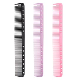 MEISH 3 Pieces Cutting Comb Hair Fine Tooth Comb Standard Teeth Clipping Comb Hair Styling Comb for Hair Barber Salon Hair Care Tools(3 Color)