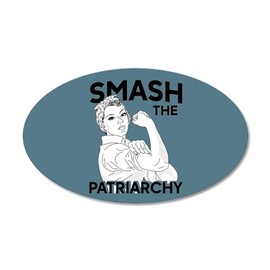 CafePress Rosie The Riveter Smash Th 35"x21" Oval Wall Decal, Vinyl Wall Peel, Reusable Wall Cling