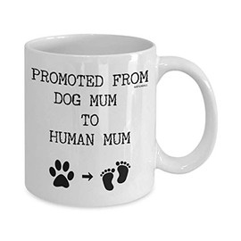 MIPOMALL Gifts for New Mum, New Parents Gifts, Mummy and Daddy Mugs, Mothers Day, Mum and Dad Mugs, Presents for Birthday, Christmas Cup - Promoted from Dog Mum to Human Mum, MG0094