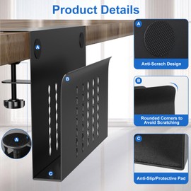 HAMOPY Desk Side Storage, Single-Layer Steel Hanging Desk Organizer with Magnetic Pen Holder, No Drilling Desk Drawer Cable Management Tray, Under Table Laptop Holder for Office, School&Home(Black)