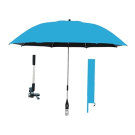 Generic 42" Beach Chair Umbrella with Clamp Patio Chair Parasol Clip on Mounted with Storage Bag Universal Versatile 360° Adjustable, Lake Blue