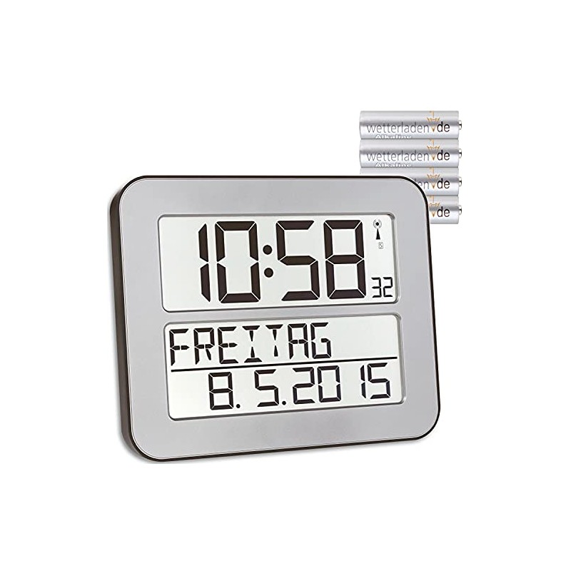TFA Dostmann Timeline Max Radio Controlled Wall Clock Digital Day