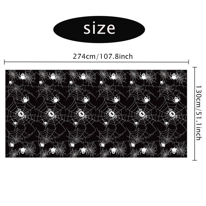 Jwssor Halloween Tablecloth,274x130cm Waterproof Spider Tablecloth for Halloween Party Decoration