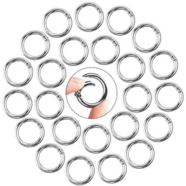 30 Pieces Round Spring Snap Clip Hooks, Zinc Alloy Locking Carabiner O Spring Loaded Gate Clips Keyring Buckle for Bags, Purses, Keychain (Silver)