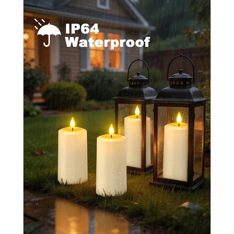 SoulBay USB-C Rechargeable Flameless LED Candles (2-Pack) - IP64 Waterproof