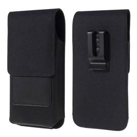 DFV mobile - Case Metal belt clip Vertical textile and leather with card holder for Pioneer E80W (2021) - Black