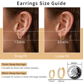 Jewlpire Gold Hoop Earrings for Women, 20mm14K Gold Hoop Earrings Lightweight Small Hoop Earrings Huggie Earrings