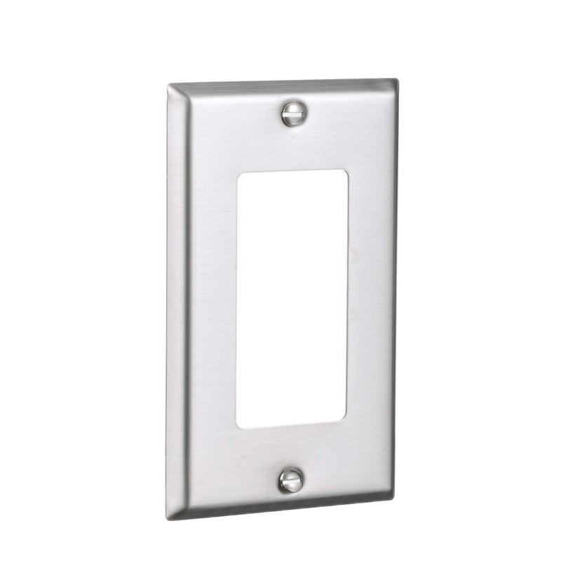 EATON Wiring 93401 Standard Size Stainless Steel 1-Gang Decorator Wallplate,