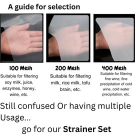 SASHA SQUARE Nylon Fine Mesh Strainer With Squeezing Stick, Mess-Free Straining of Kefir, Soymilk,Oat milk, Coffee, passoire de cuisine, Plastic Sieve Filter Spoon, coladores de cocina (100 mesh size)