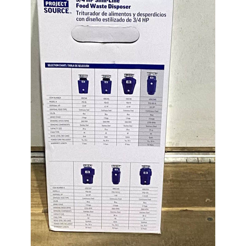 Project Source Corded 3/4-HP Continuous Feed Noise Insulation Garbage Disposal