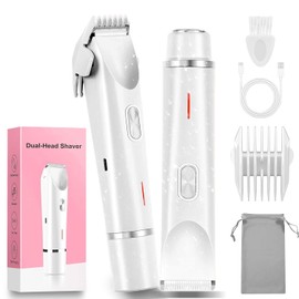 2 En 1 Rasuradora Eléctrica Mujer, Depiladora Facial Mujer USB Recargable Portátil, IPX7 Impermeable, Recortadora Electrica Bikini Sin Dolor para Zona Intima, Axilas, Piernas, Facial, Cejas y Brazos