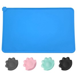 Dog Cat Pet Feeding Mats, Silicone Waterproof Non Slip Pet Dog Cat Bowl Mats Placemat Food and Water Tray Mat Raised Edges to Prevent Spills, Easy Clean