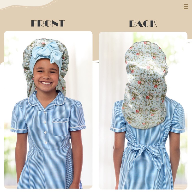 Kids Long Hair Bonnet for Sleeping - Double Layer Girls