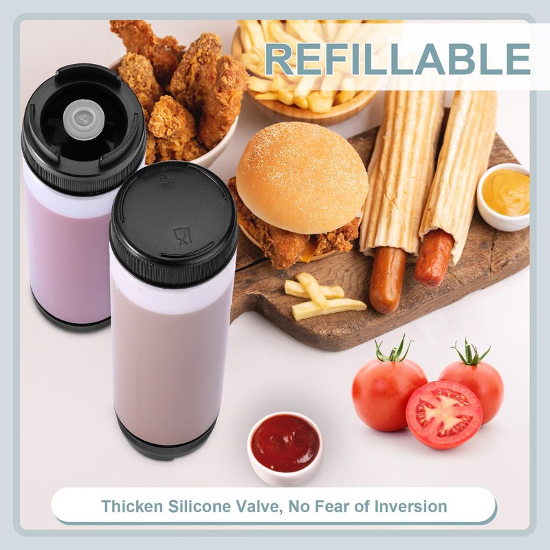 Sabary 6 Pcs 16 oz Inverted Plastic Squeeze Bottles Refillable