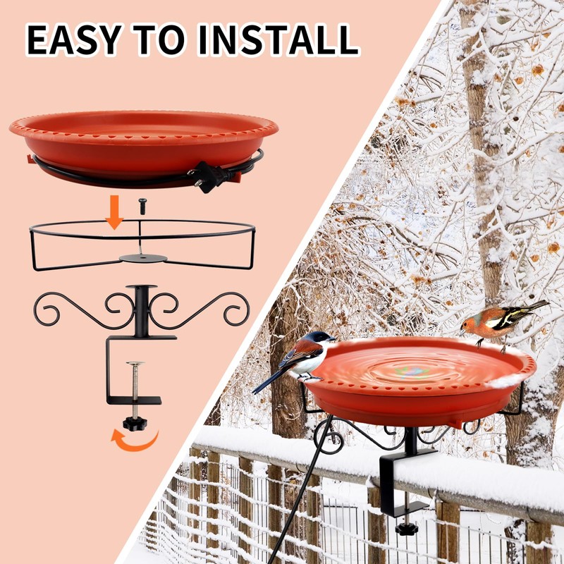 Lovppy Heated Bird Baths for Outdoors for Winter, 100W Heated