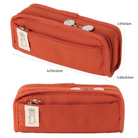 brunch brother Daily Red Pencil Case Large Capacity Pencil Pouch with Ample Storage, Simple Design for Students and Professionals