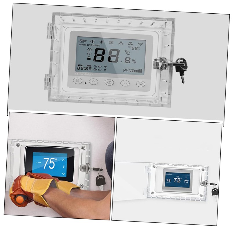 OSALADI 1set Thermostat Guard Key Lock Secure Wall-Mounted Lock Box
