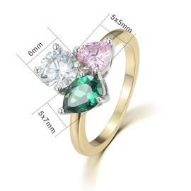 Ladies Suffragette 9 Carat Gold on 925 Silver Emerald Pink & White Sapphire Ring Sizes K to U (P)