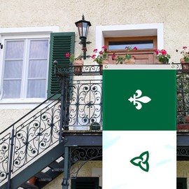 3×5 FT Franco-Ontarian Flag,Large Canada Ontario Decor,French-Canadian Association of Ontario Irish,Francophone Trillium Double Side Digital Printed 150D Polyester Banner With Canvas Header Brass Grommet For Outdoor Indoor Parade Car