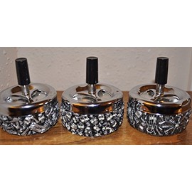 3 X Spinning Glow in Dark Ashtray skull push to spin & discard ashes different designs