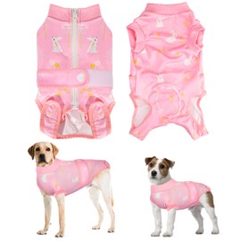 Lukovee Dog Surgery Recovery Suit, Dog Cone E-Collar Alternative After Surgery with Zipper, Pet Recovery Shirt Dog Abdominal Wounds Bandages Preventing Licking Spay Suit for Female Male Dog (PI,S)
