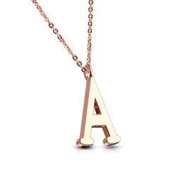Bungsa® Women's Necklace, Letter A-Z in Silver or Rose Gold – Alphabet Necklace with Pendant – Stainless Steel – Necklace for Women, Children & Men – A B C D E F G H I J K L M N O P R S T U V W Z, Stainless Steel, Colour: rose gold.