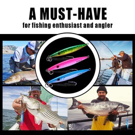 Goture Fishing Jigs, Vertical Jigs Saltwater with Assist Hook,80g 100g Speed Fast Jig with Jig Bag,Sea Fishing Jigging Spoon Lures for Tuna,Salmon,Sailfish, Striped Bass,Grouper Snapper,Kingfish