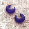 Cobalt Blue Hoop Earrings | vintage frosted lucite snail shell