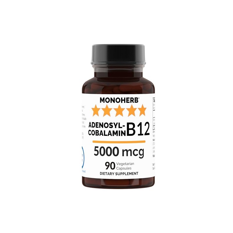 MONOHERB Adenosylcobalamin B-12 Vitamin 5000 mcg - 90 Capsules