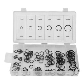 100pcs Black C Clips Snap Ring Shop Assortment, Internal Lock Snap Retaining Ring Circlip Kit for Industrial Fasteners, 6 Sizes with Box