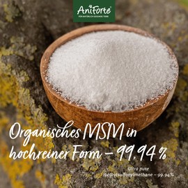 AniForte MSM Pulver für Hunde & Katzen 300 g – Hochreines Methylsulfonylmethan, Hochdosiert mit Reinheitsgrad 99,94%, organischer Schwefel für Tiere als Gelenkpulver, höchste Qualität